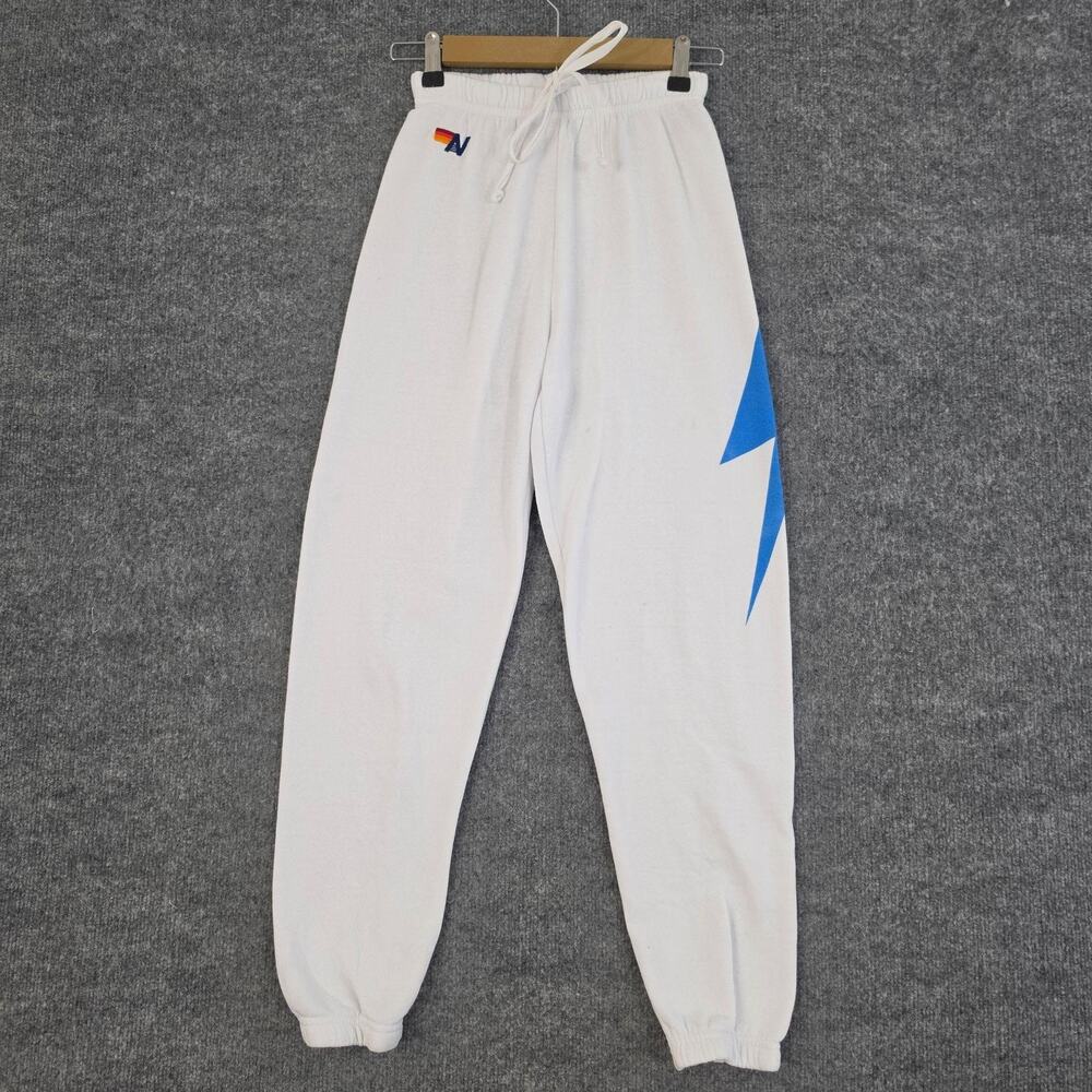 Aviator Nation Pants Womens XS Lightning Bolt White Sweatpants Jogger Lounge USA
